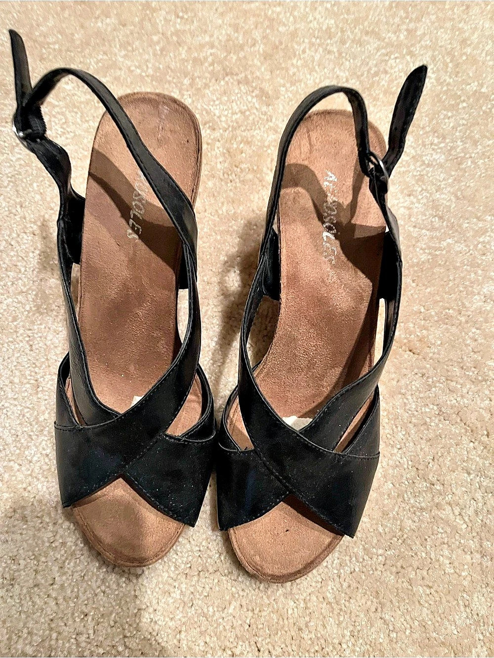 Aerosoles Cruis Wedge Sandal Black & Brown US 9M